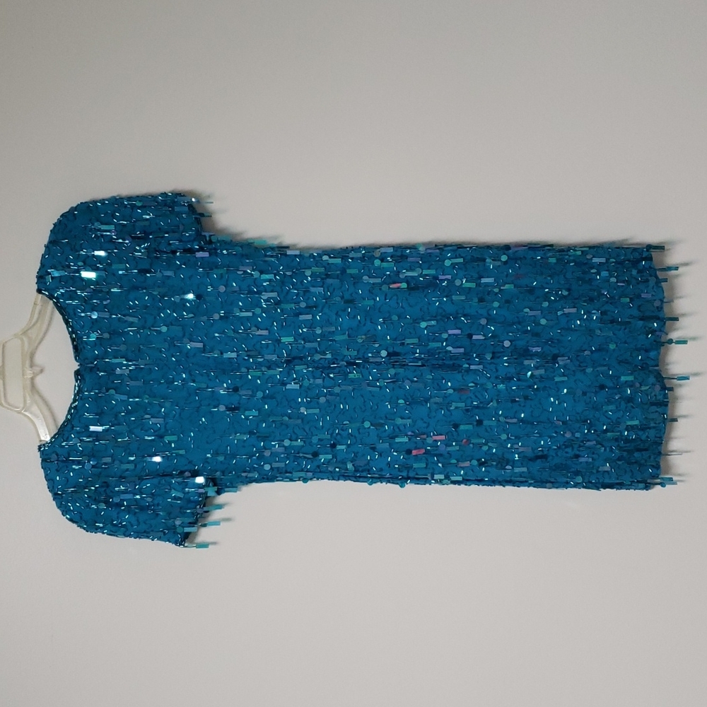 Vintage silk and beaded/sequined mini‎ dress - Picture 10 of 14
